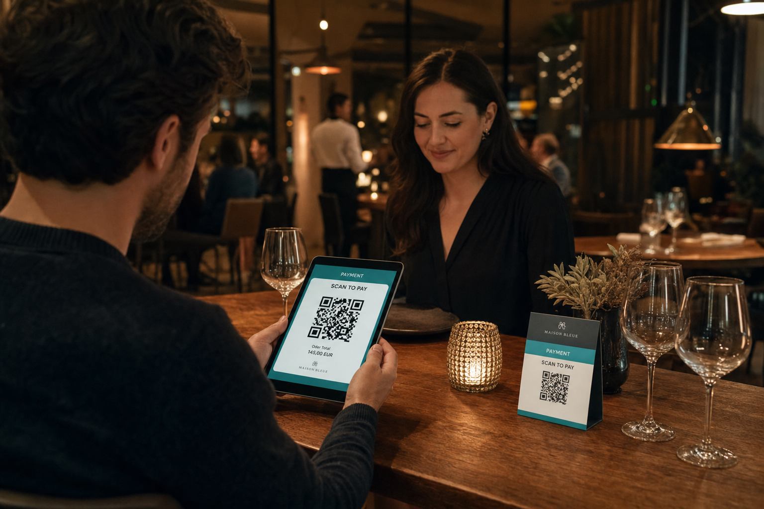 Paying the bill from the tablet